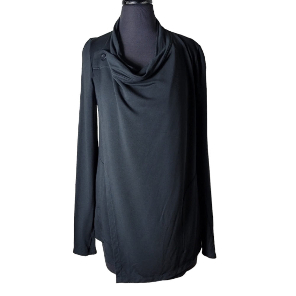 MPG Mondetta women's S/P black open front asymmetrical performance cardigan - Picture 2 of 8